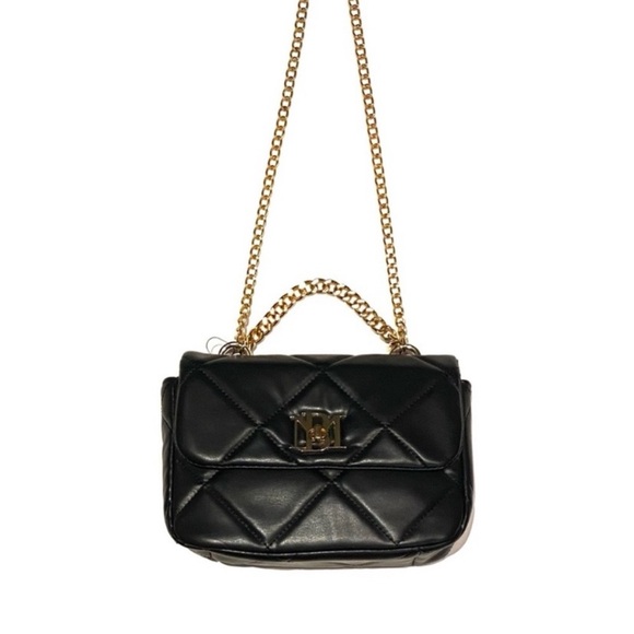Badgley Mischka Black Gold Chain Quilted Crossbody Bag NWT - Picture 3 of 13